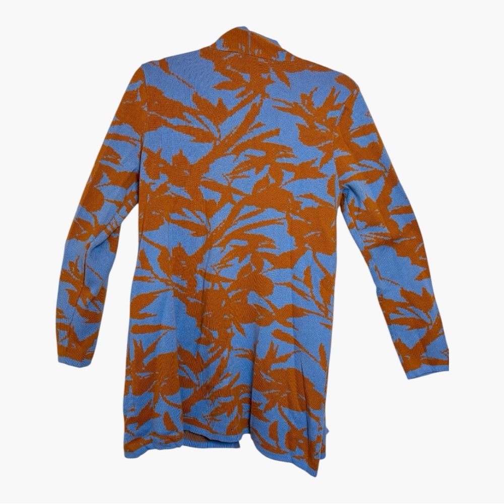 Soft Surroundings Blue Brown Abstract Open Front Layer Cardigan Medium - Picture 3 of 7